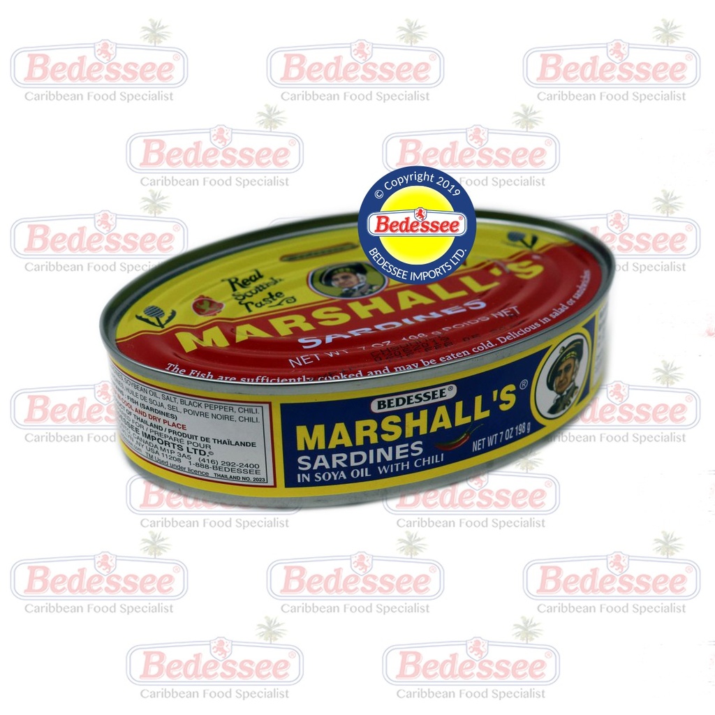 MARSHALL'S SARDINES SOYA OIL + CHILI OVAL 198 G