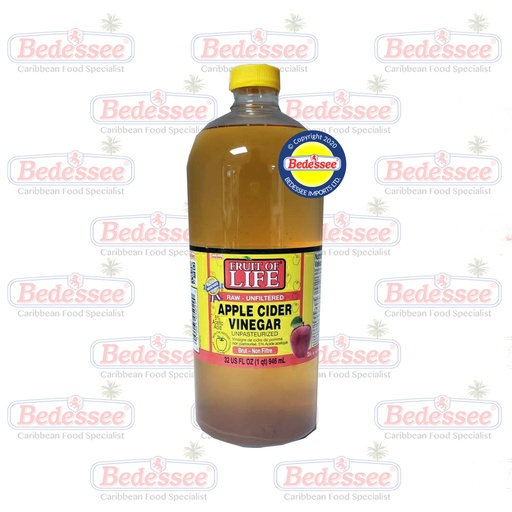 FRUIT OF LIFE VINEGAR APPLE CIDER RAW 946 ML